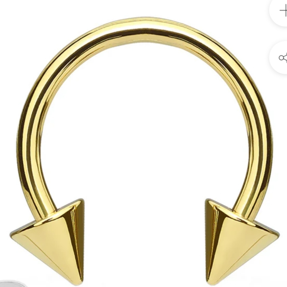 Gold Spike Circular Barbell 16G (Length 3/8") (3mm spike)